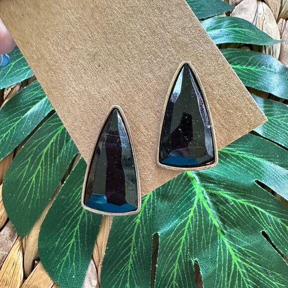 BOGO FREE NAVY BLUE TRIANGLE EARRINGS - Picture 1 of 4